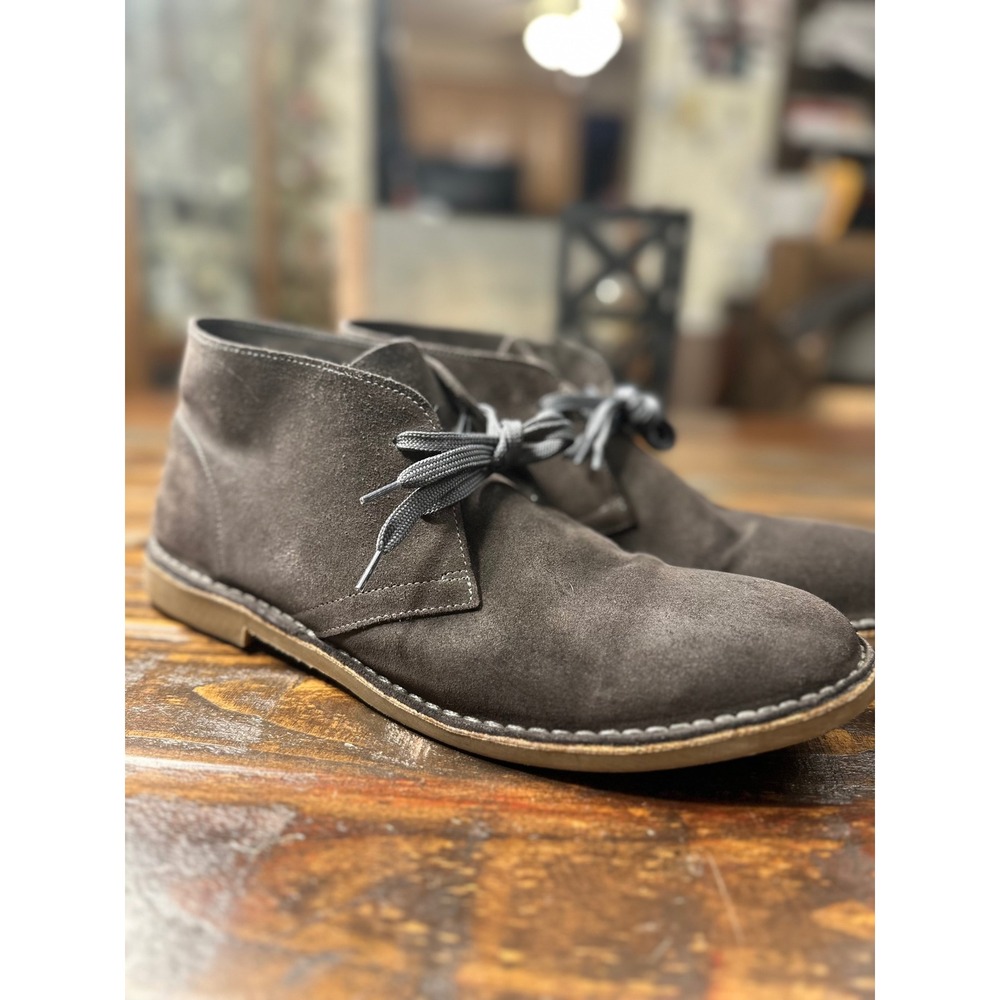 Robert Wayne Mens Suede Chukka Boots Dark Gray‎ Lace Up Desert Boots Size 13